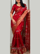Red Cotton Silk Saree