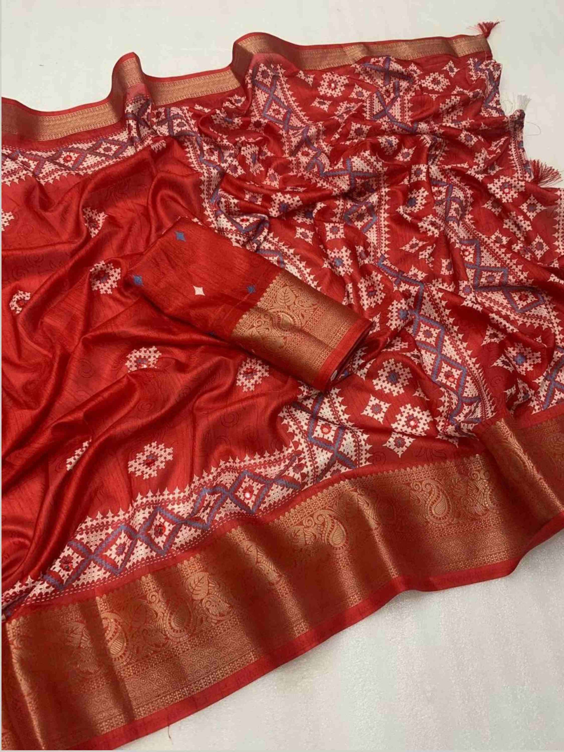 Red Cotton Silk Saree
