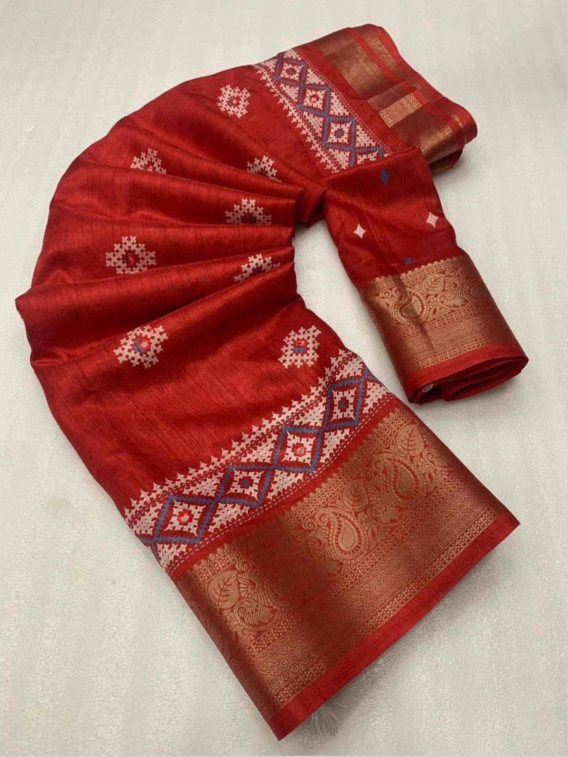 Red Cotton Silk Saree