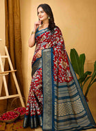 Red Dola Silk Cotton Saree