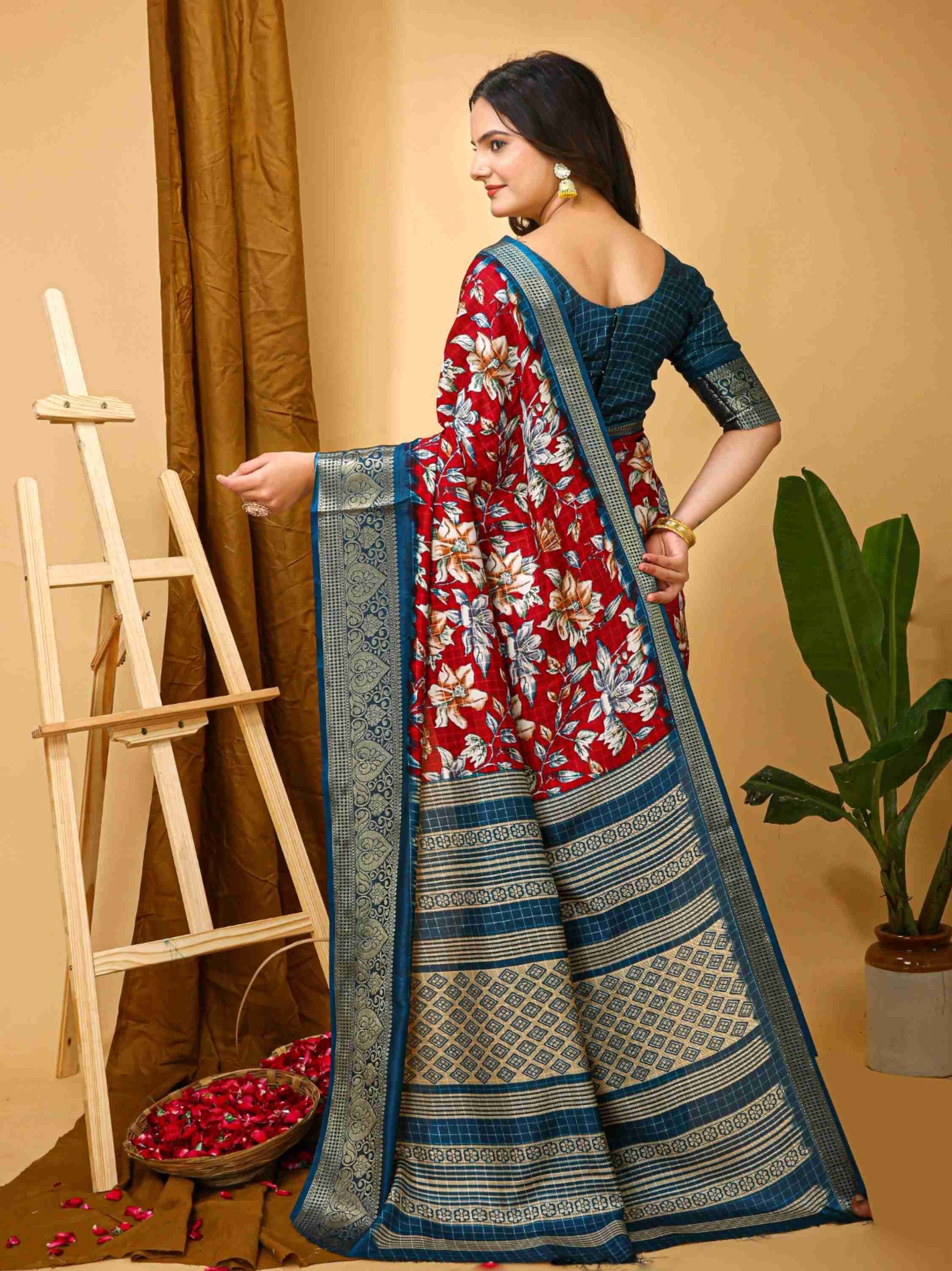 Red Dola Silk Cotton Saree