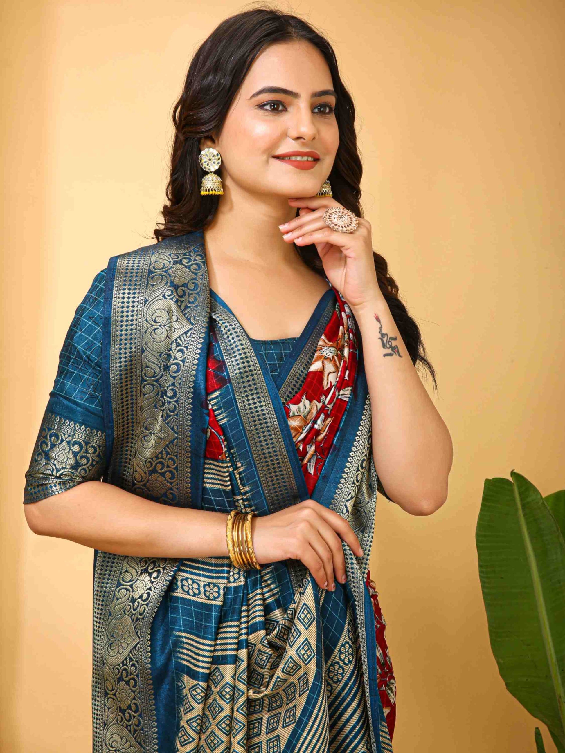 Red Dola Silk Cotton Saree