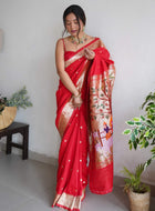 Red Paithani Silk Saree