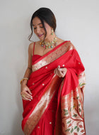 Red Paithani Silk Saree