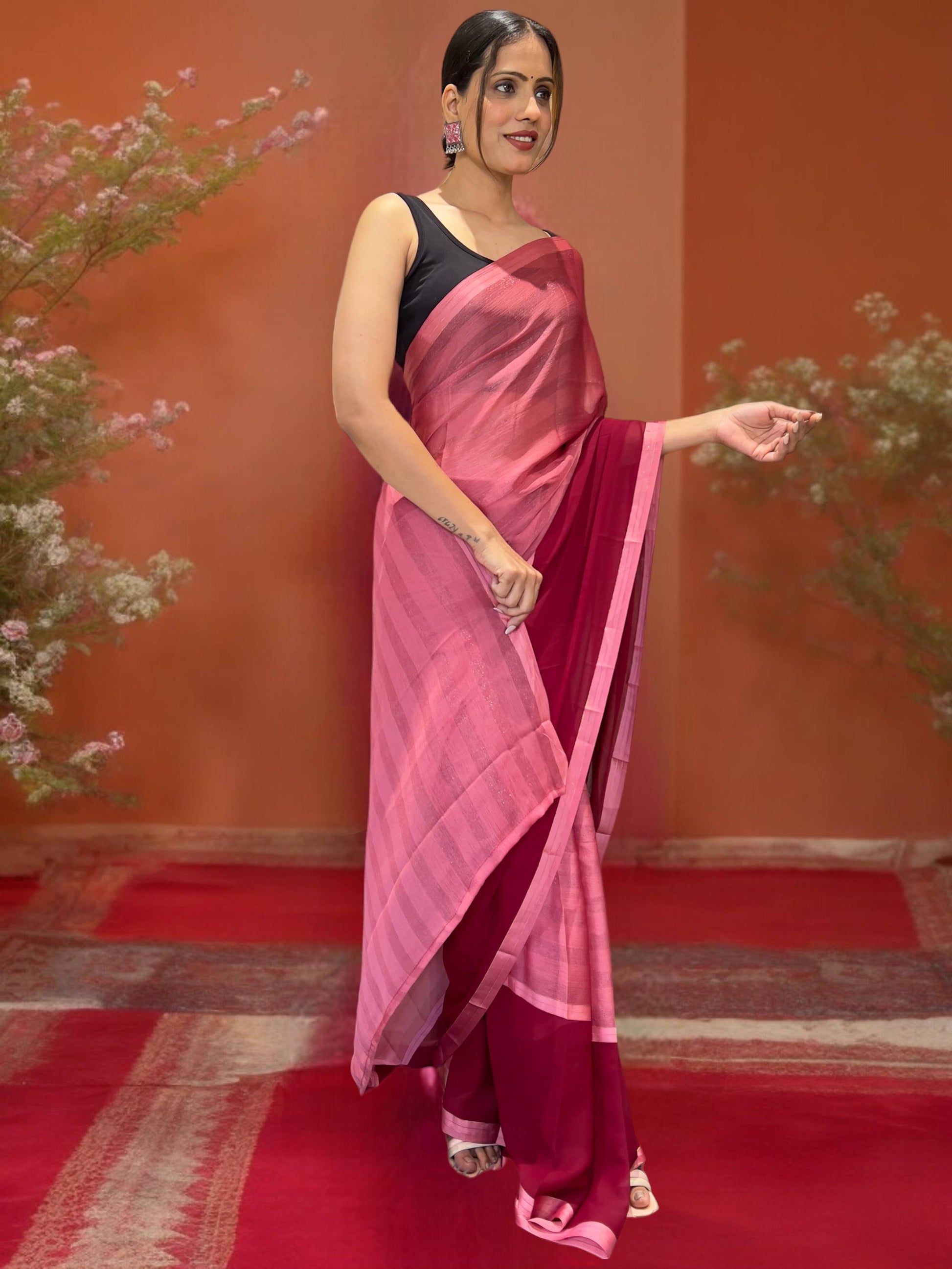 Red Ready to Wear Saree