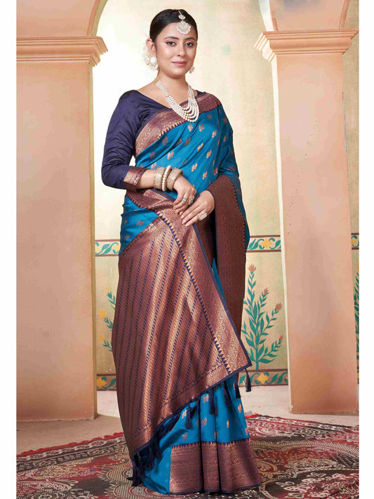 Silk Saree Azure Blue