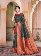 Silk Saree Bottle Green