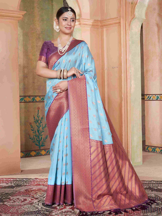 Silk Saree Light Blue