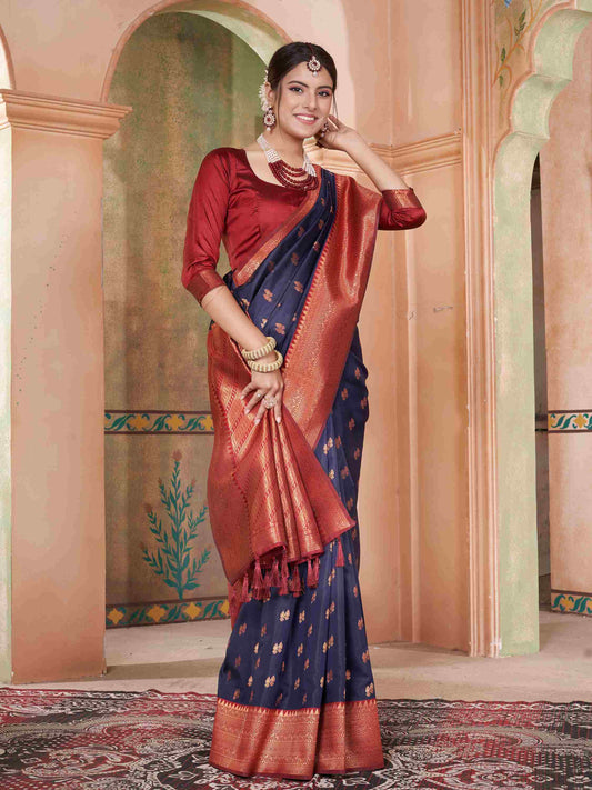 Silk Saree Navy Blue