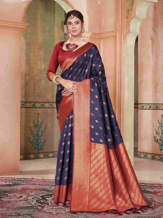Silk Saree Navy Blue