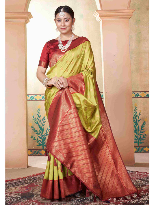 Silk Saree Parrot Green