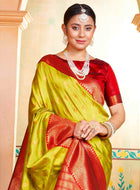 Silk Saree Parrot Green