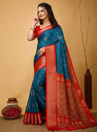 Sky Blue Dola Silk Saree