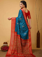 Sky Blue Dola Silk Saree