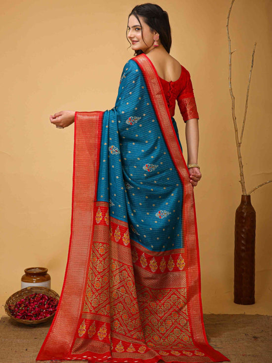 Sky Blue Dola Silk Saree