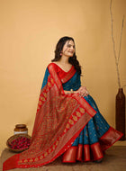 Sky Blue Dola Silk Saree