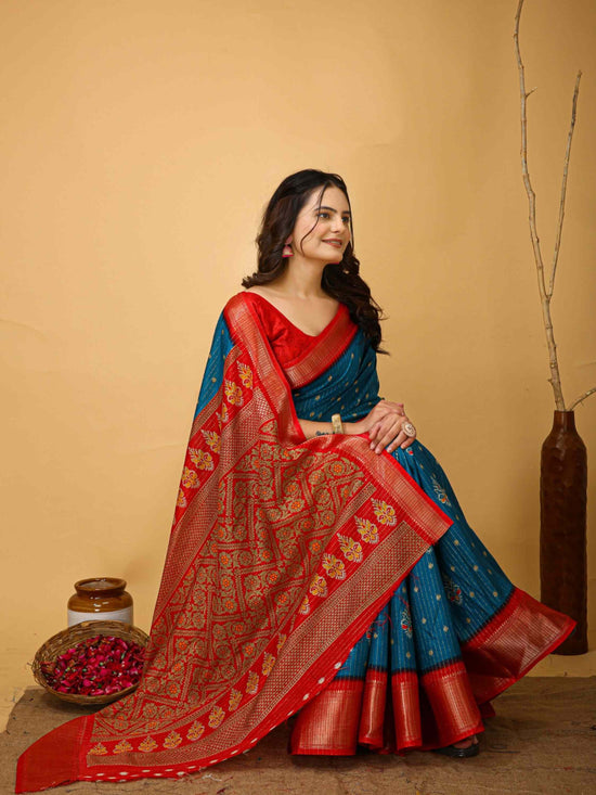 Sky Blue Dola Silk Saree