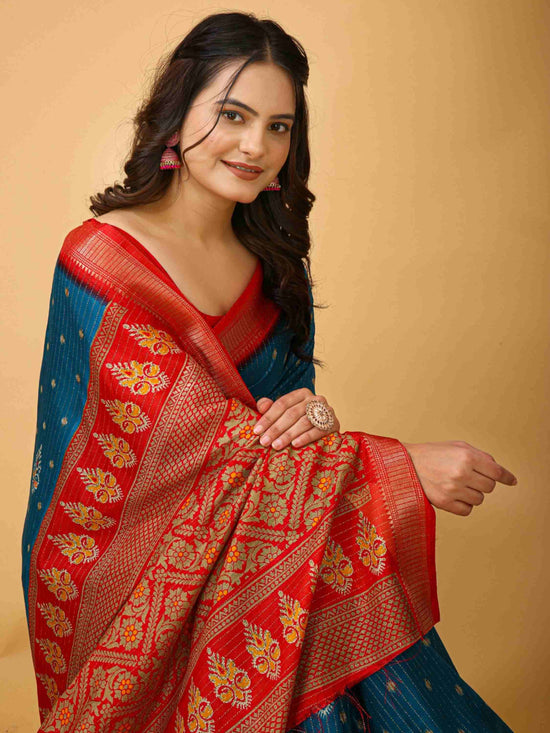 Sky Blue Dola Silk Saree