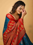 Sky Blue Dola Silk Saree
