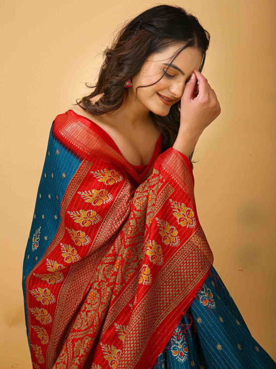 Sky Blue Dola Silk Saree