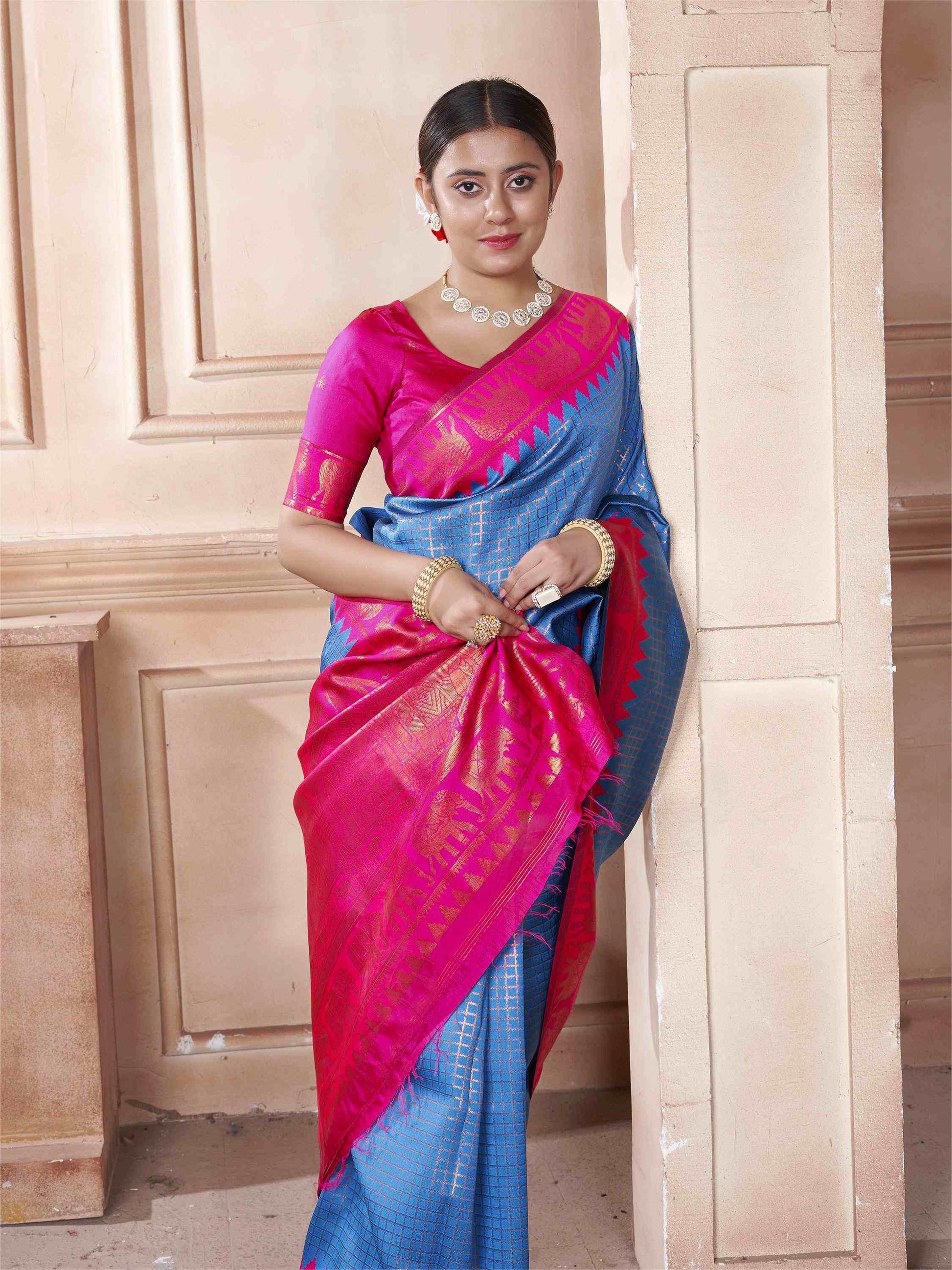 Sky Blue Kanjivaram Silk Saree