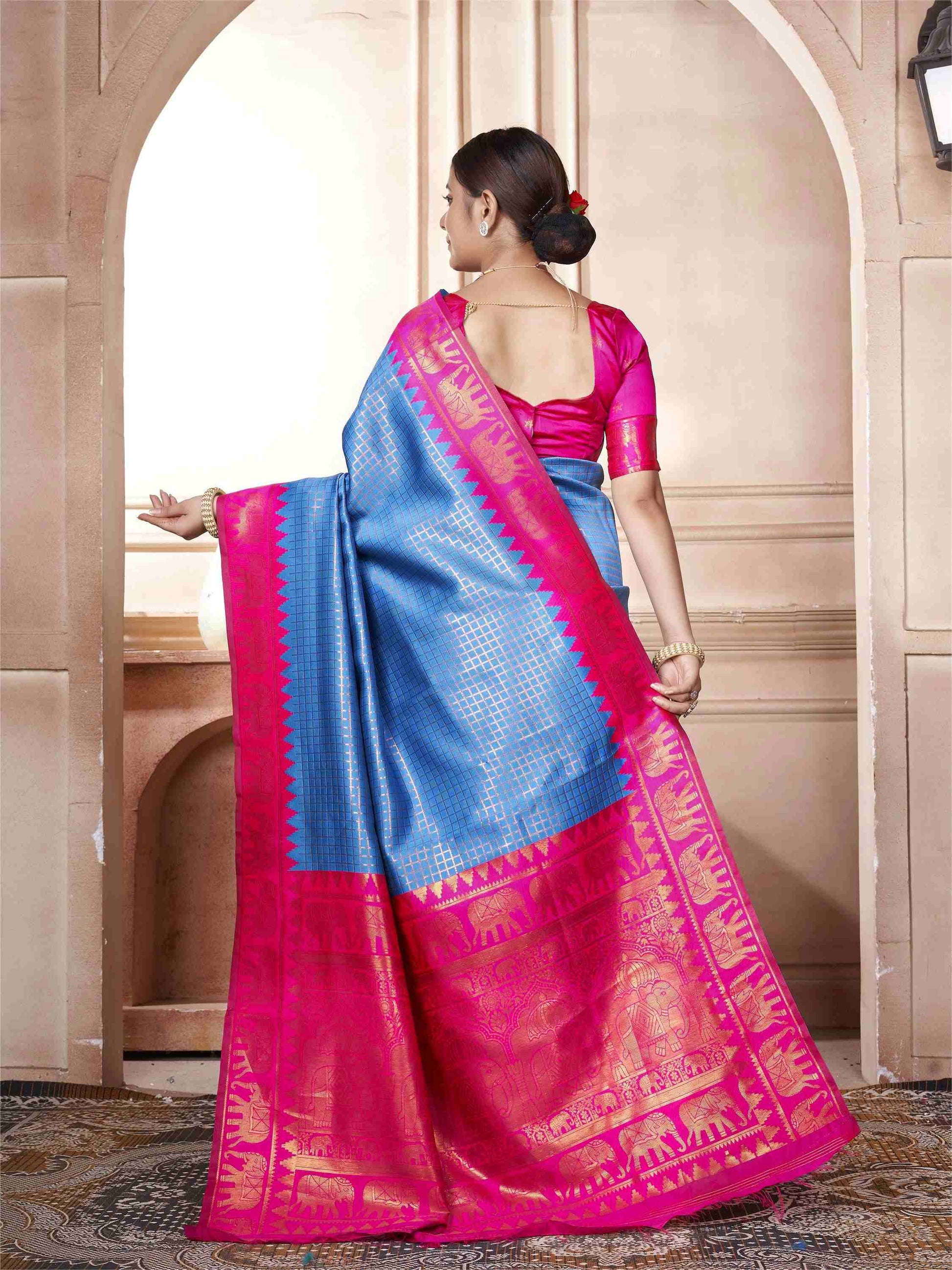 Sky Blue Kanjivaram Silk Saree