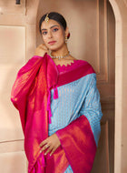 Sky Blue Kanjivaram Silk Saree