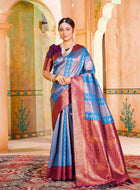 Sky Blue Kanjivaram Silk Saree