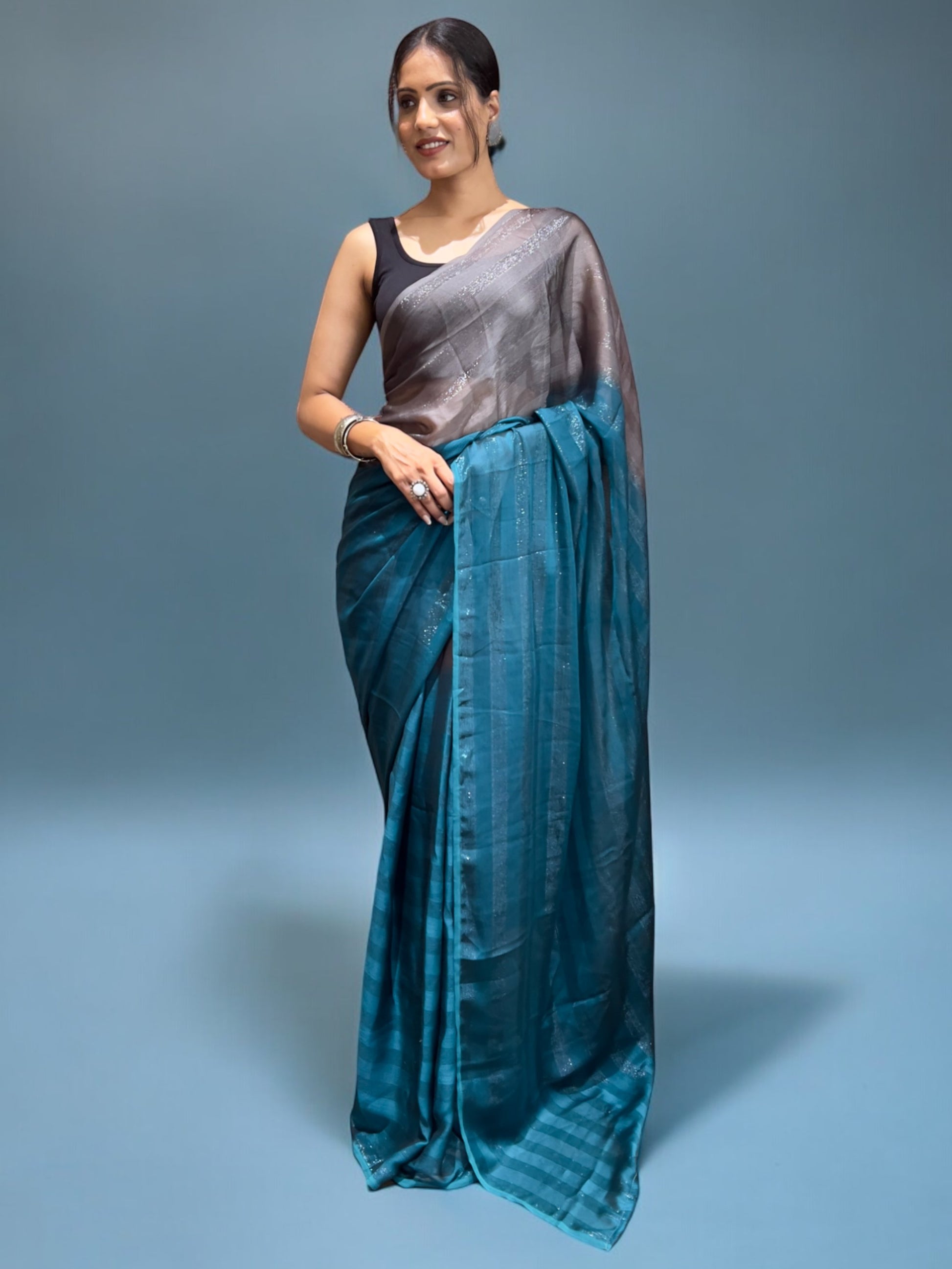 Sky Blue Ready-to-Wear Saree
