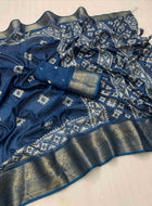 Teal Blue Cotton Silk Saree