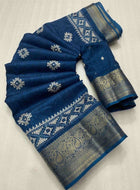 Teal Blue Cotton Silk Saree