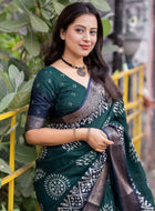 Teal Blue Dola Silk Cotton Saree