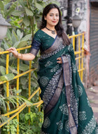 Teal Blue Dola Silk Cotton Saree