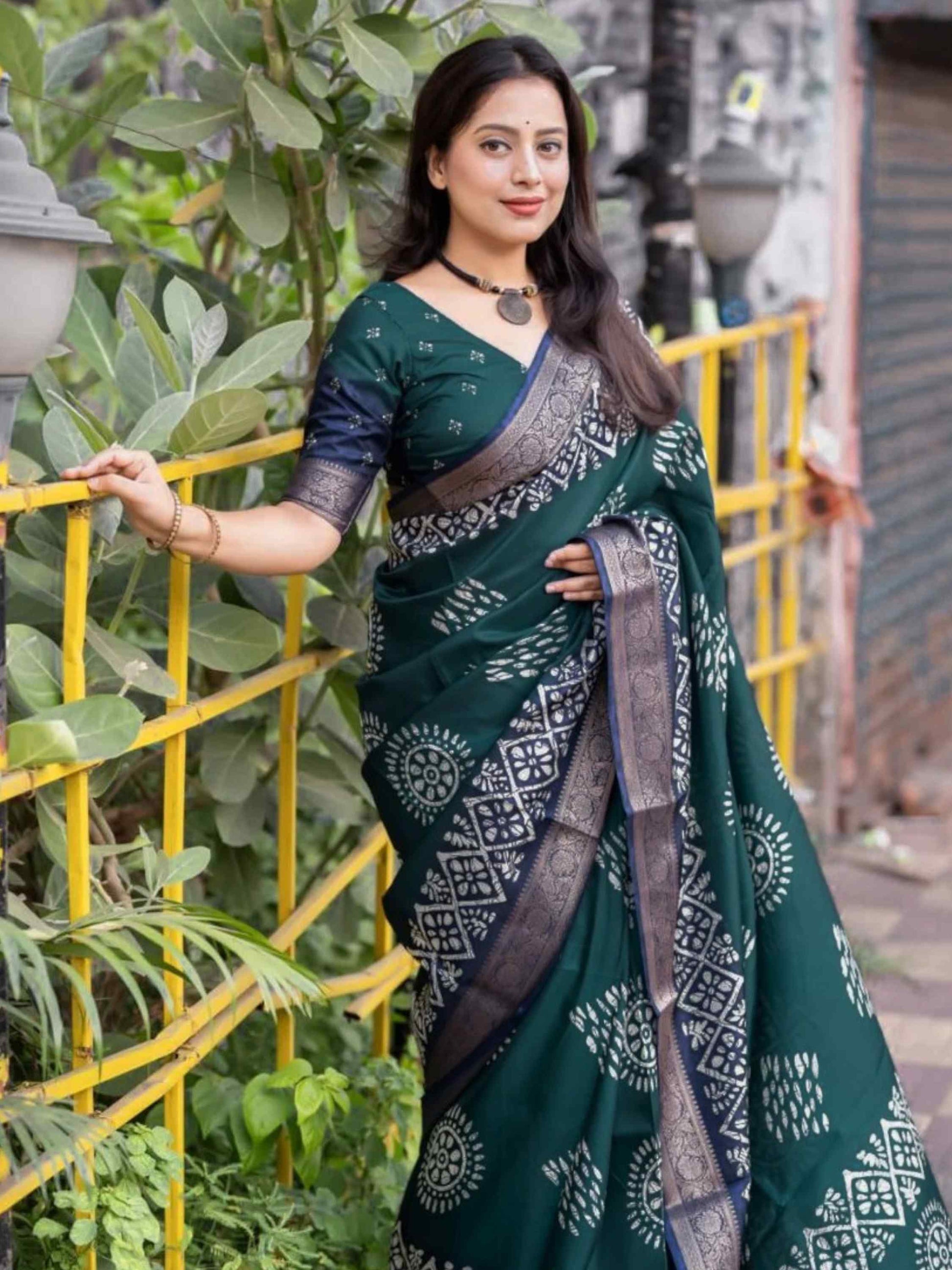 Teal Blue Dola Silk Cotton Saree