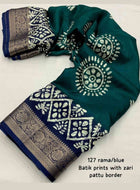 Teal Blue Dola Silk Cotton Saree