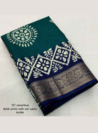 Teal Blue Dola Silk Cotton Saree