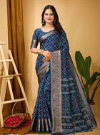 Teal Blue Dola Silk Saree