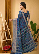 Teal Blue Dola Silk Saree