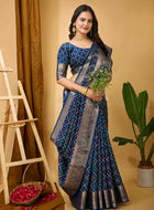 Teal Blue Dola Silk Saree