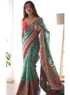 Teal Pashmina Saree