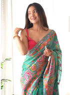Teal Pashmina Saree
