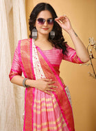White-Pink Dola Silk Cotton Saree