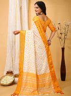White-Yellow Dola Silk Cotton Saree