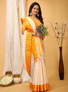 White-Yellow Dola Silk Cotton Saree