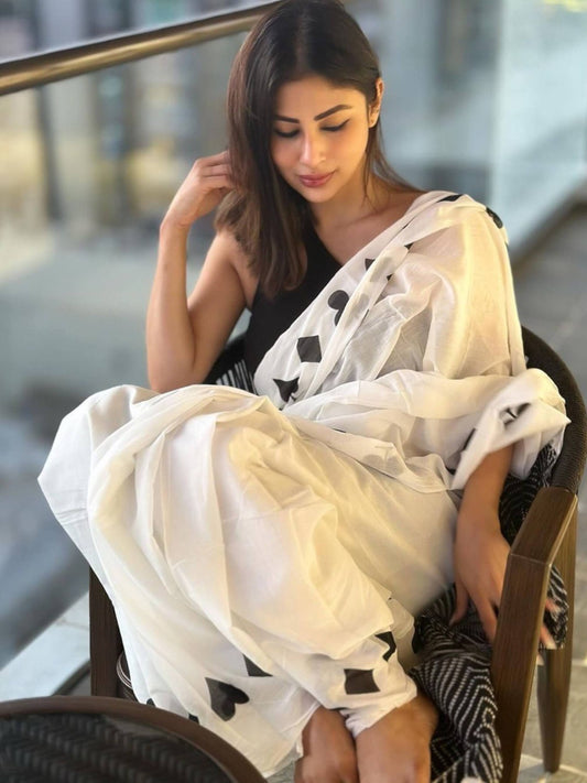 White Chanderi Saree