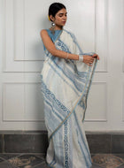 White Chanderi Saree