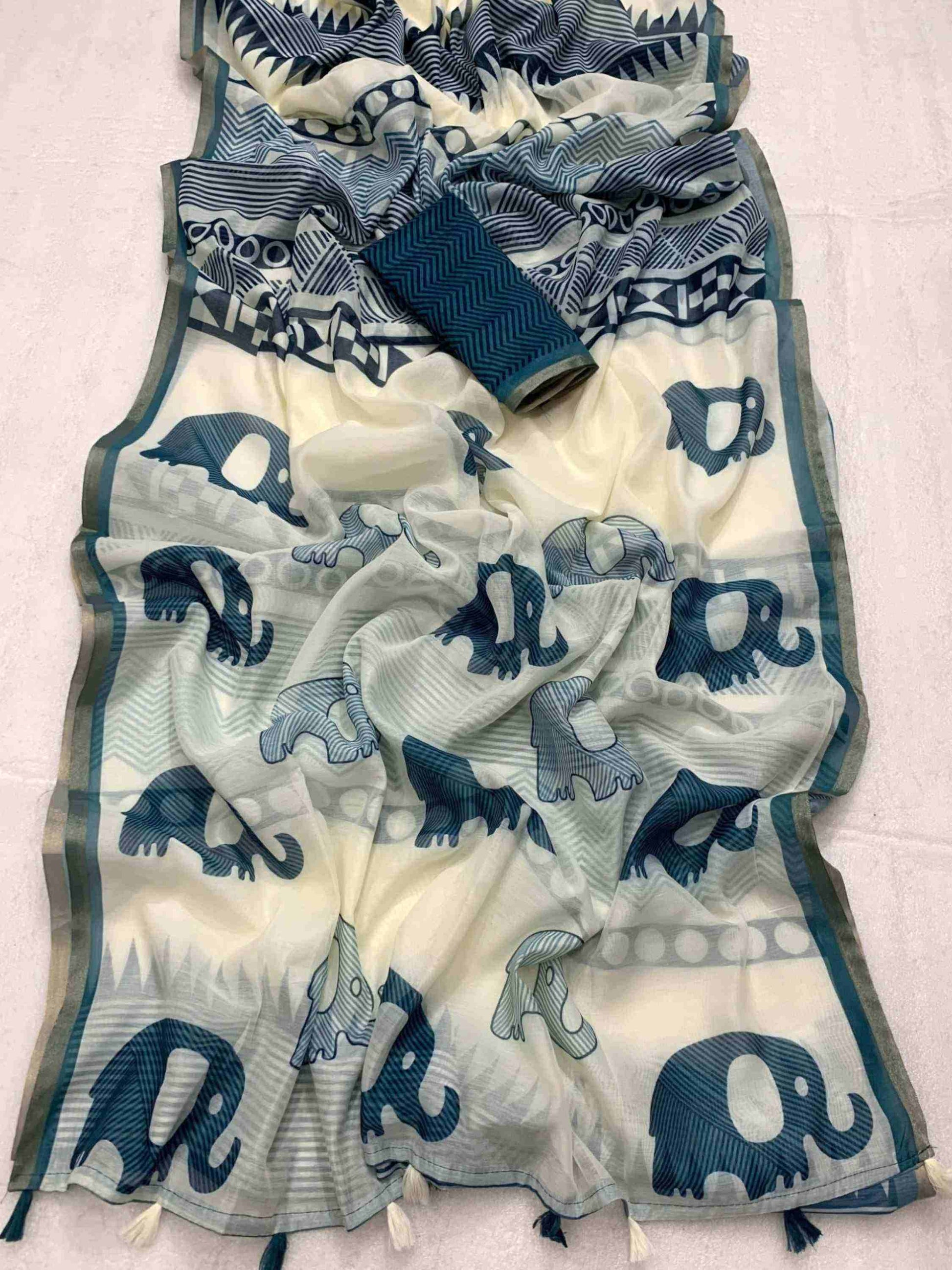 White Chanderi Saree