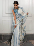 White Chanderi Saree