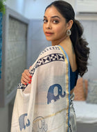 White Chanderi Saree
