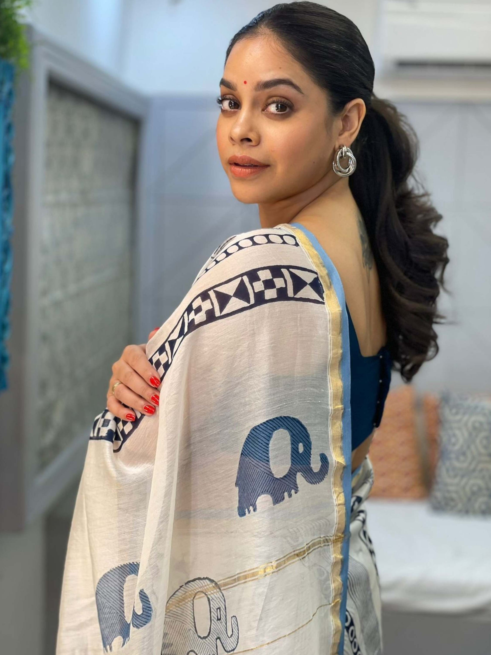 White Chanderi Saree